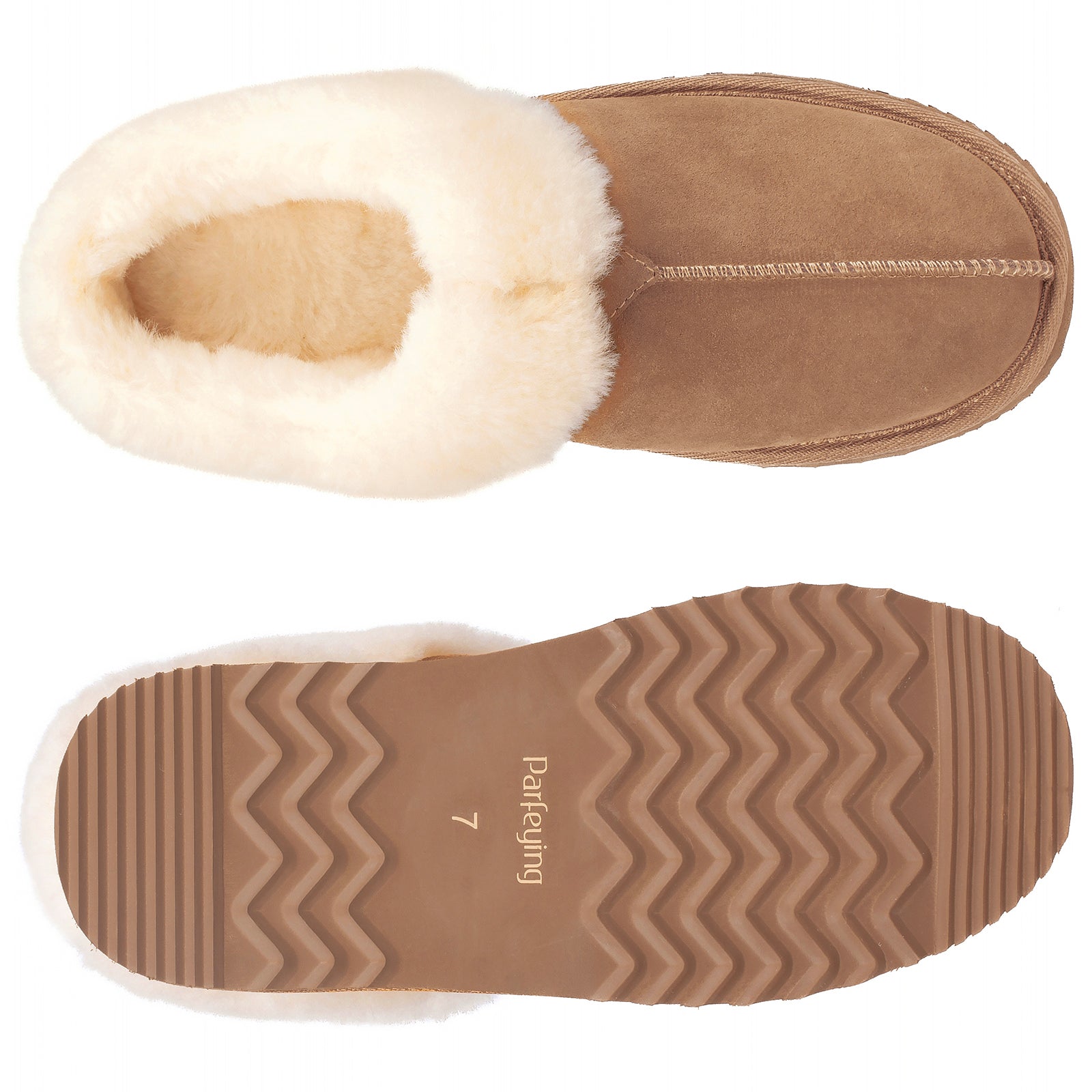 Women‘s Real Wool Slippers in Genuine Leather with Anti-Slip Rubber Sole, Warm Indoor Outdoor Shoes with Memory Foam - Cozy Slip-On for Women in Soft Wool(DOFIDA)