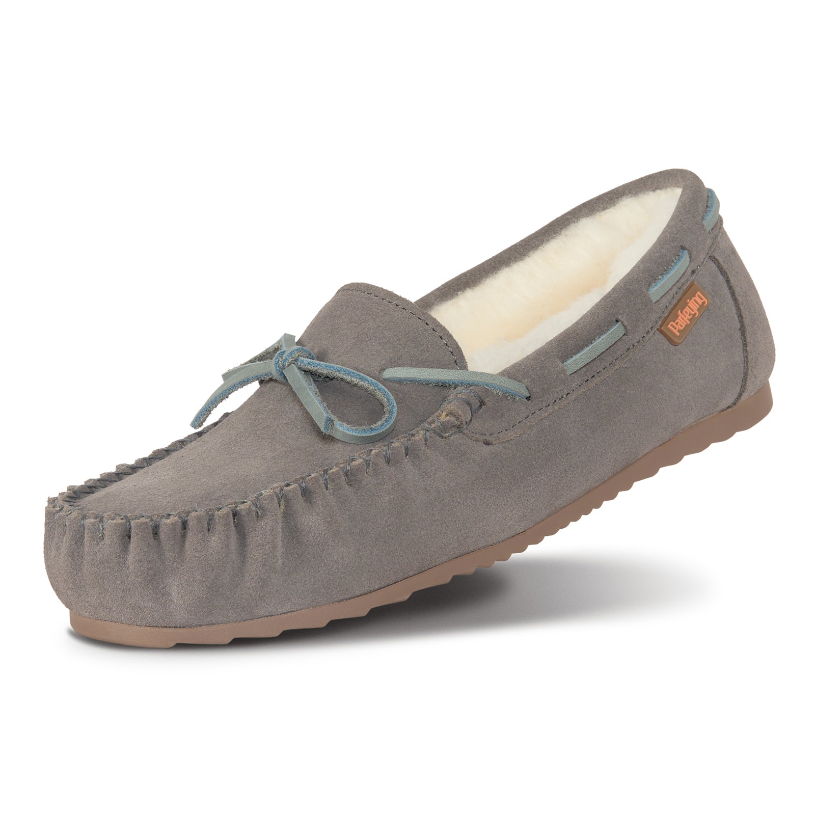 Parfeying Women's Australian Sheepskin Moccasin Slip-On Slippers