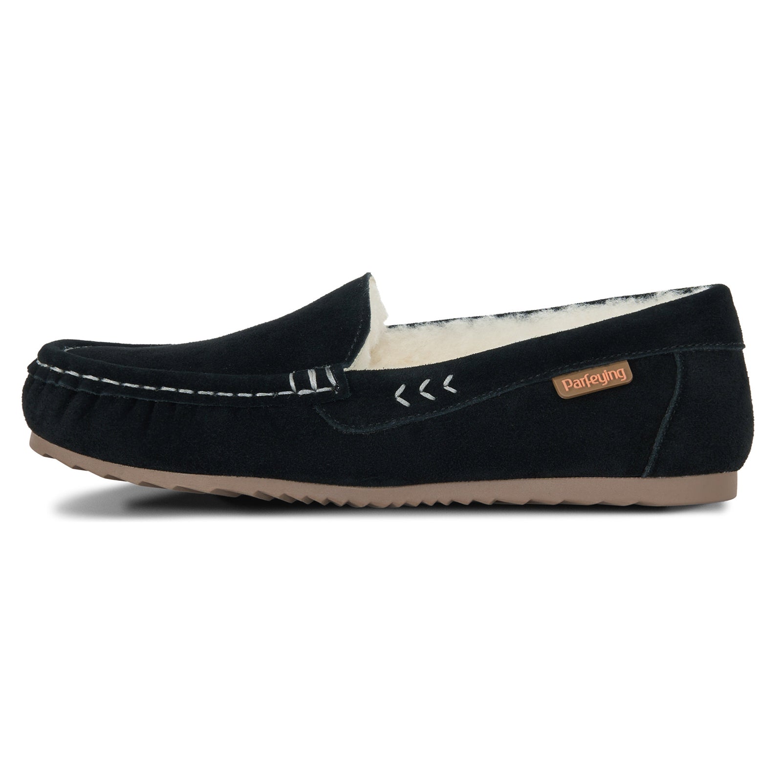 PARFEYING Women's Australian Sheepskin Moccasin Slip-On Slippers