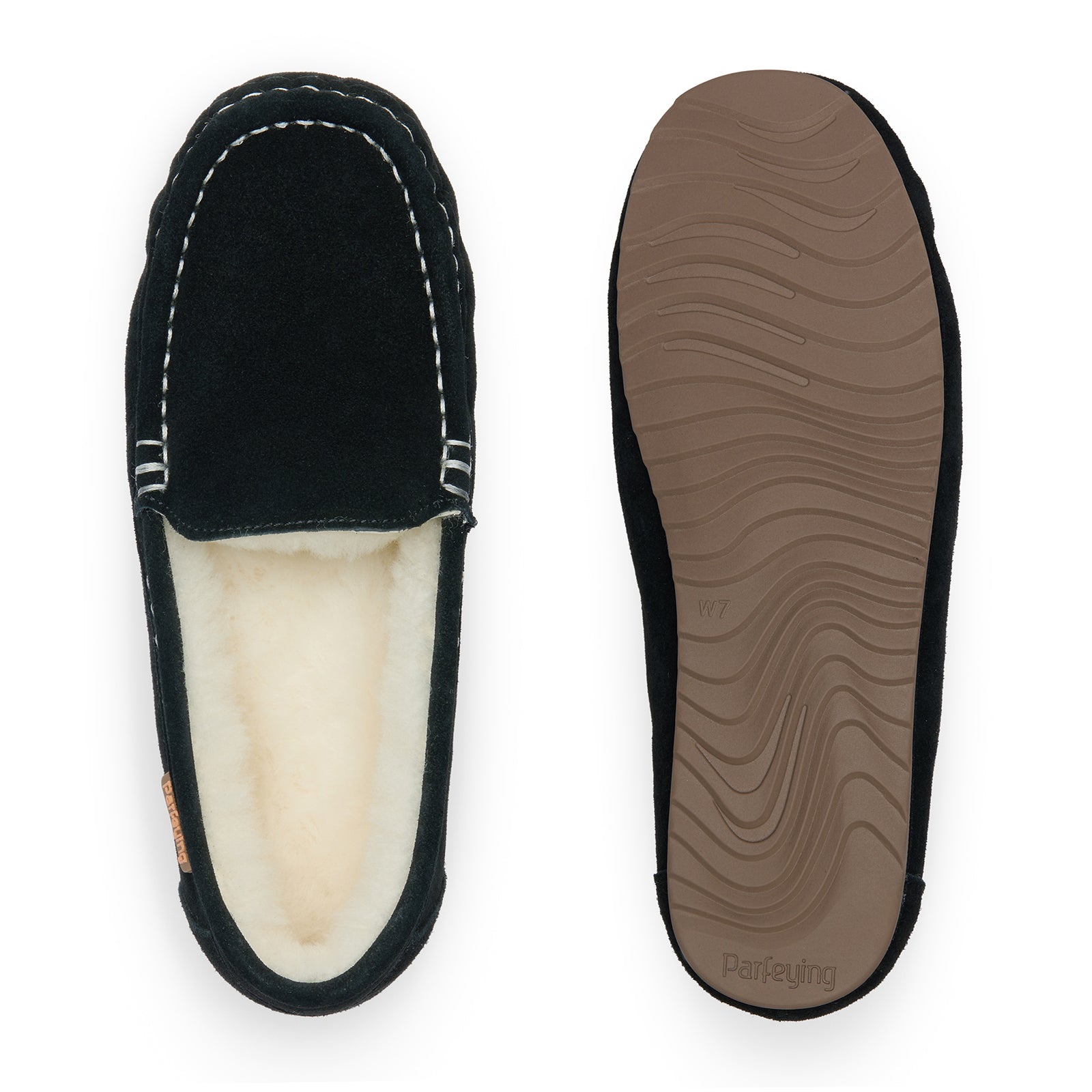 PARFEYING Women's Australian Sheepskin Moccasin Slip-On Slippers