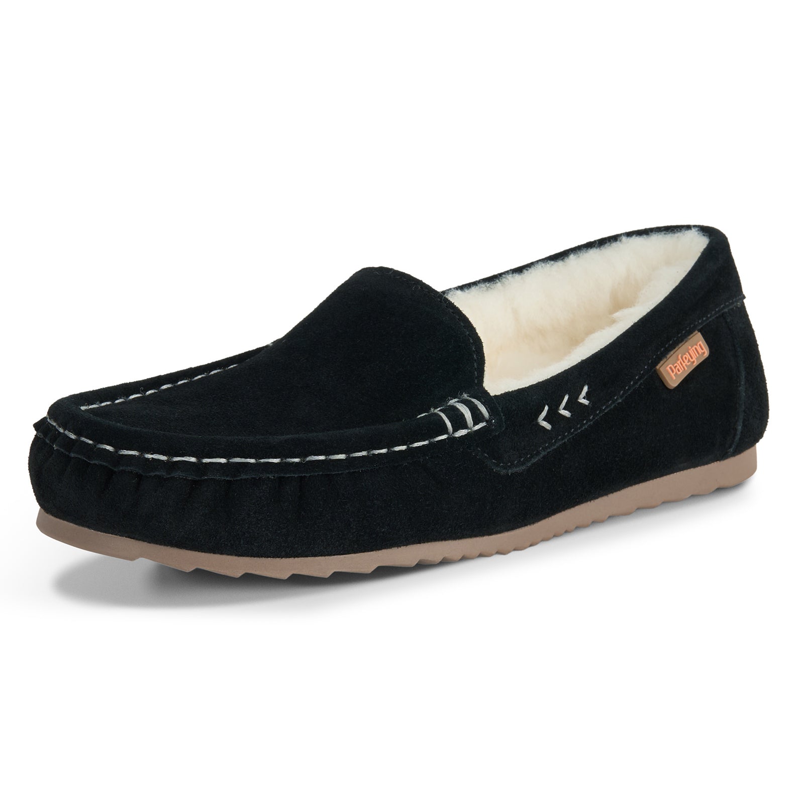 PARFEYING Women's Australian Sheepskin Moccasin Slip-On Slippers