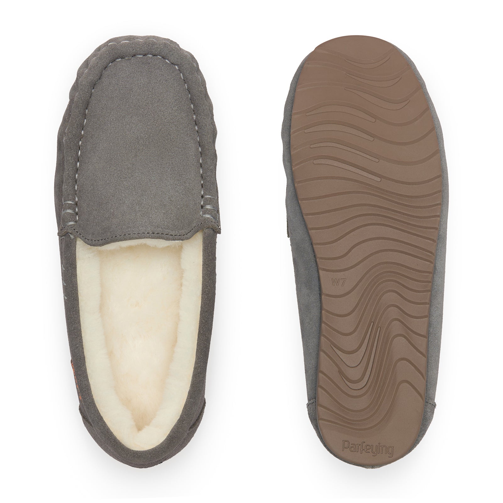 PARFEYING Women's Australian Sheepskin Moccasin Slip-On Slippers