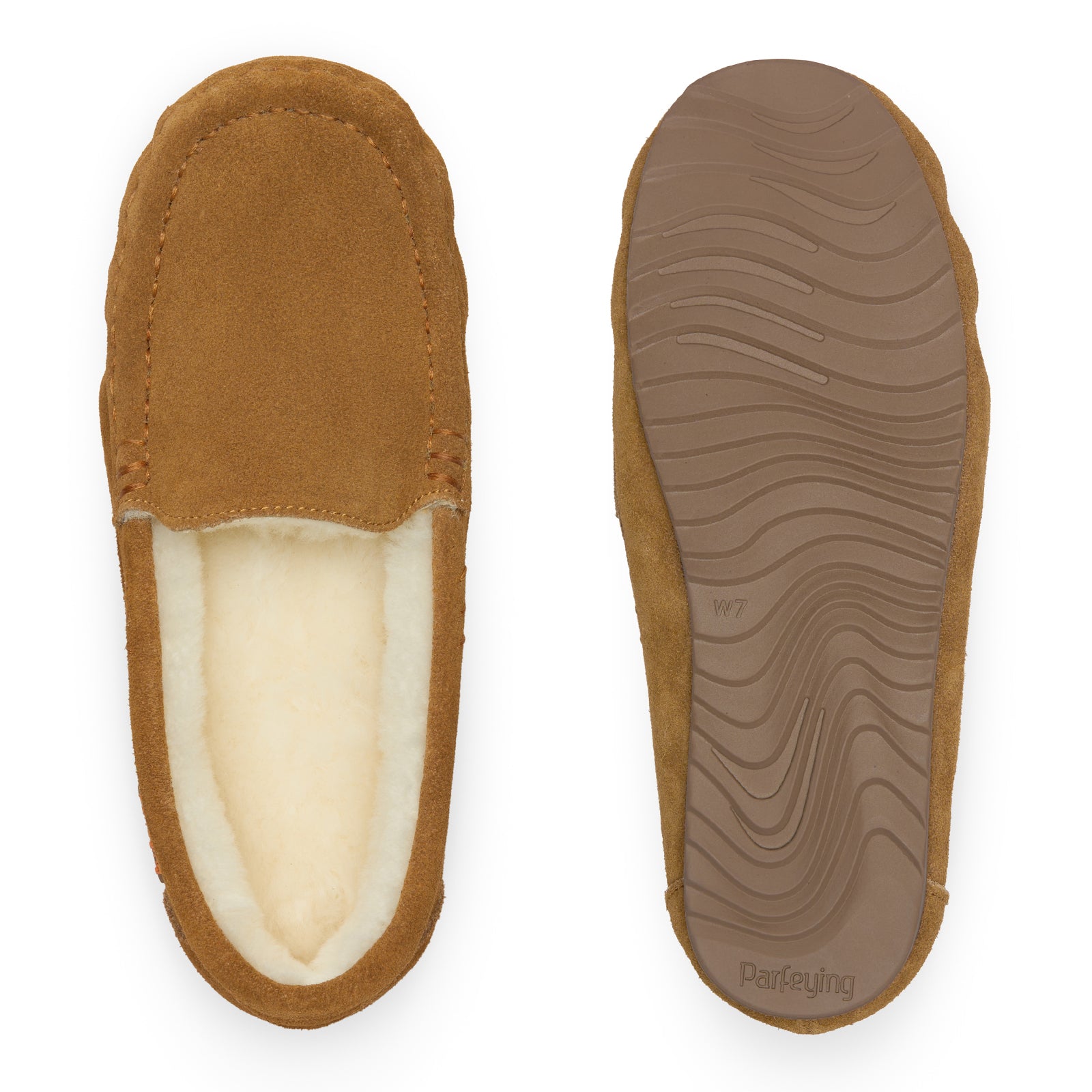 PARFEYING Women's Australian Sheepskin Moccasin Slip-On Slippers