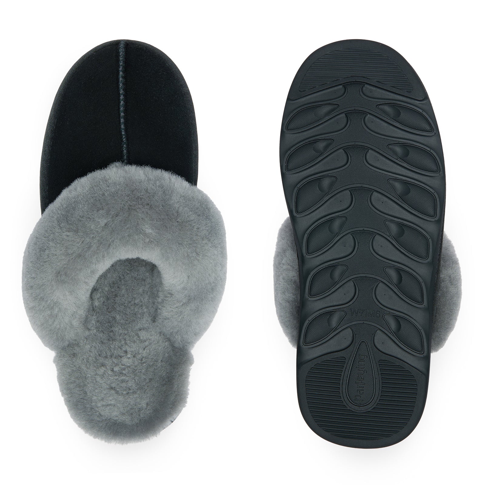 PARFEYING Women's Cozy Australian Sheepskin Suede Scuff Slippers