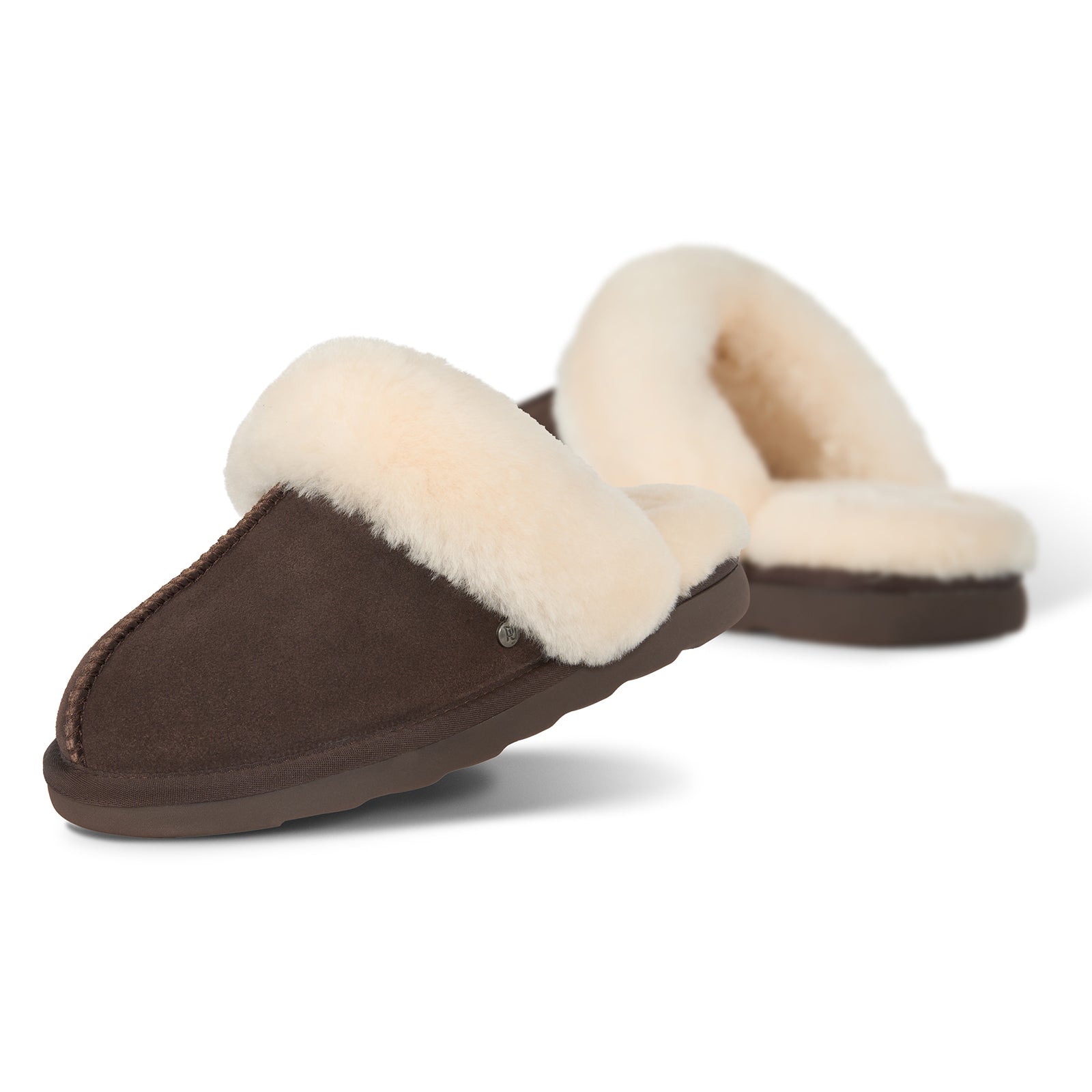 PARFEYING Women's Cozy Australian Sheepskin Suede Scuff Slippers