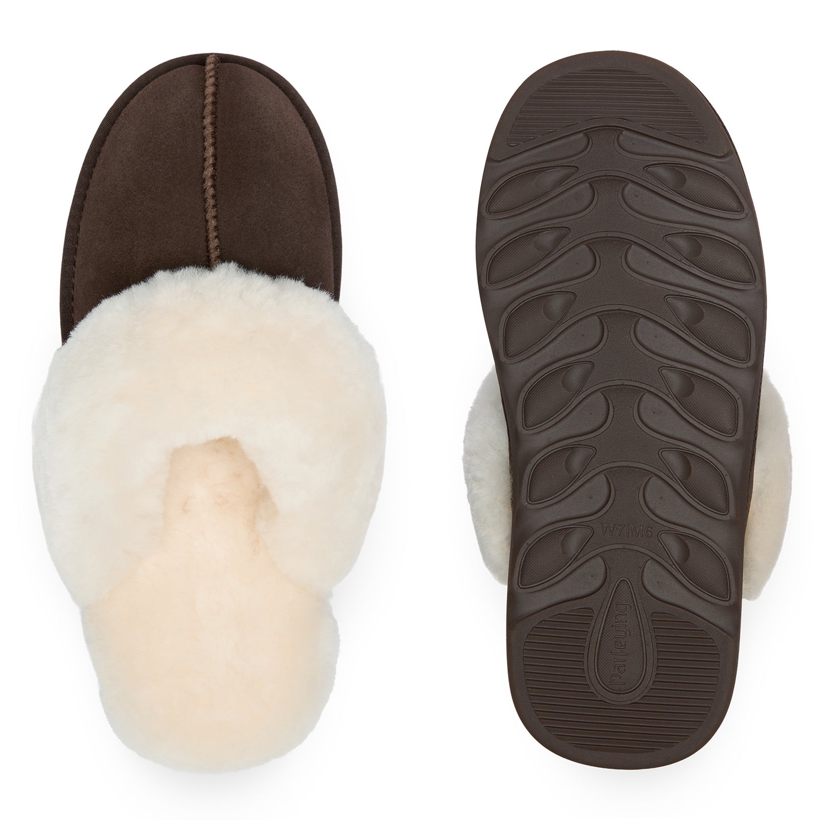 PARFEYING Women's Cozy Australian Sheepskin Suede Scuff Slippers