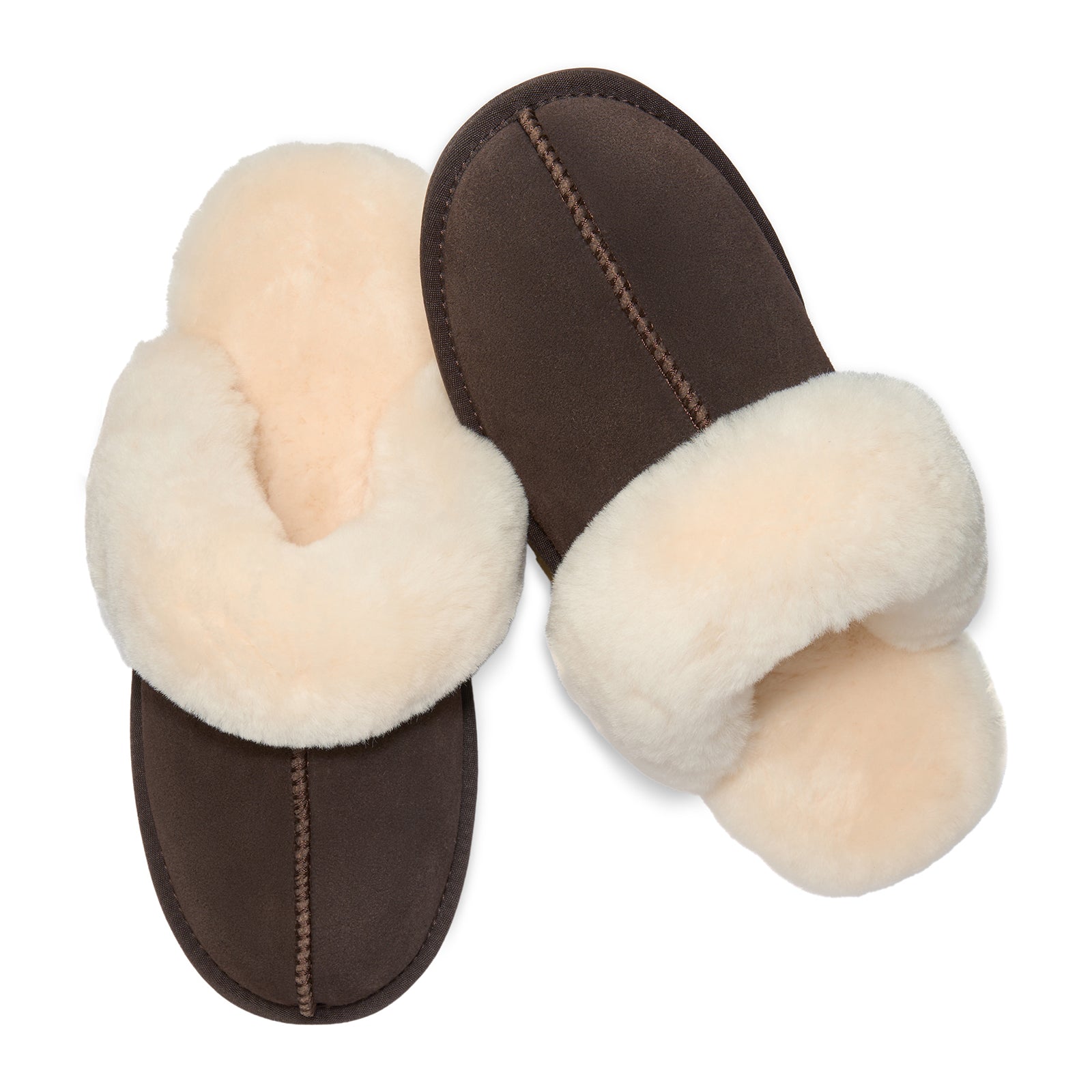 PARFEYING Women's Cozy Australian Sheepskin Suede Scuff Slippers