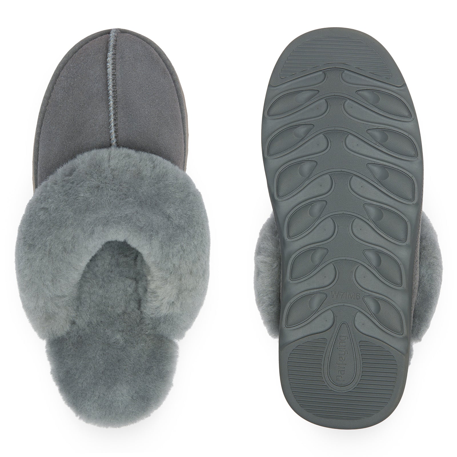 PARFEYING Women's Cozy Australian Sheepskin Suede Scuff Slippers