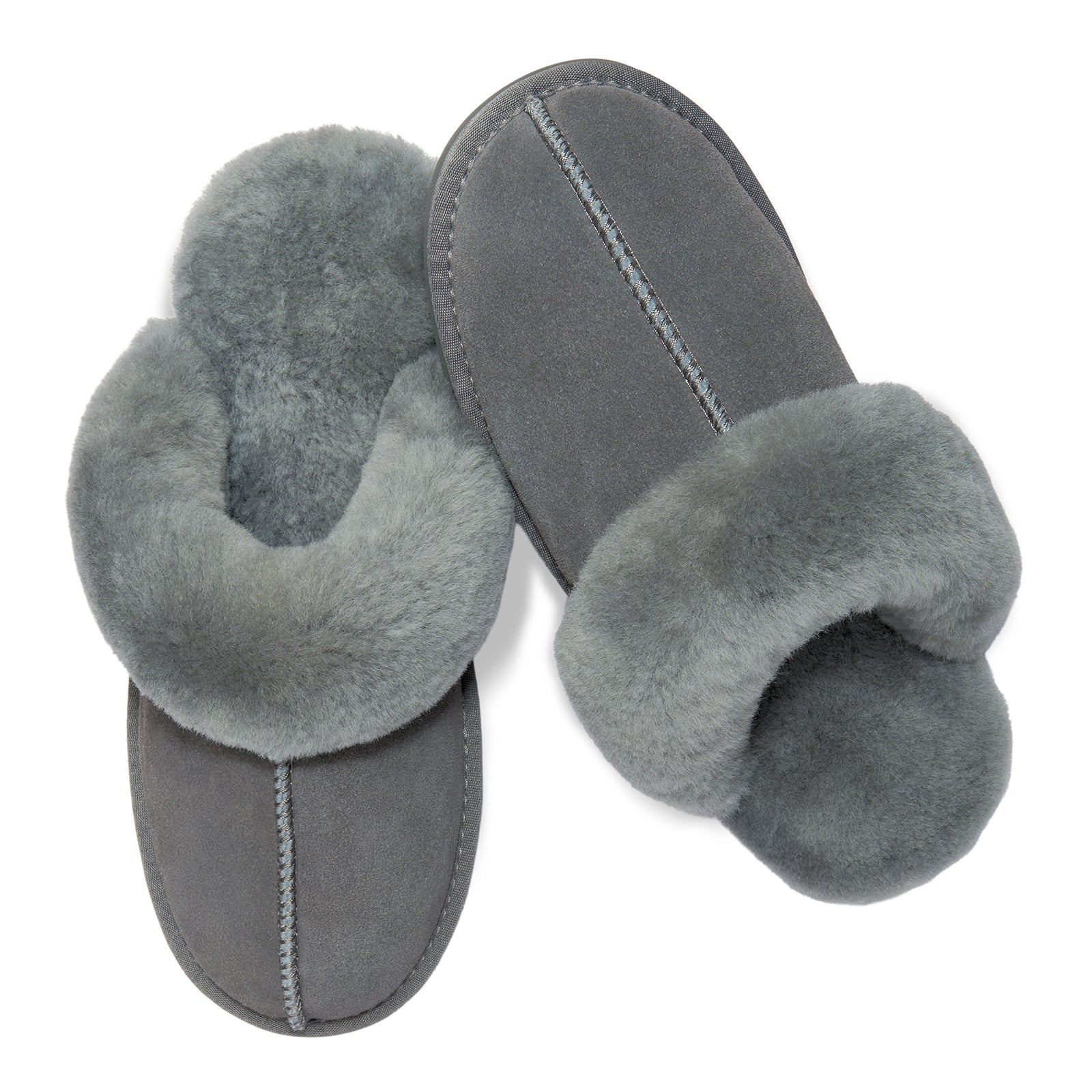 PARFEYING Women's Cozy Australian Sheepskin Suede Scuff Slippers
