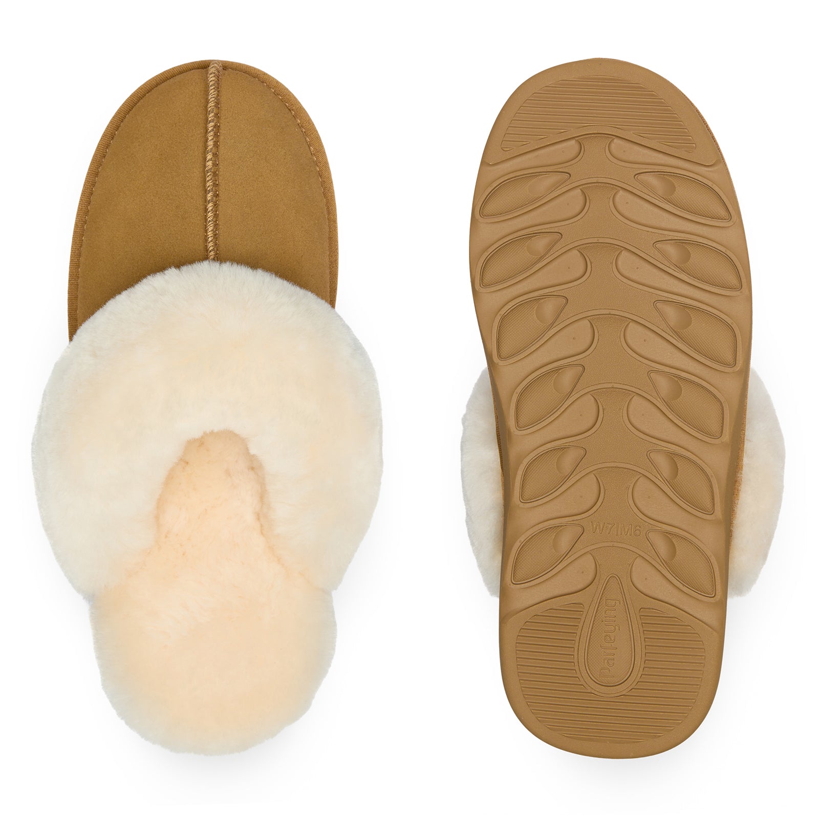 PARFEYING Women's Cozy Australian Sheepskin Suede Scuff Slippers