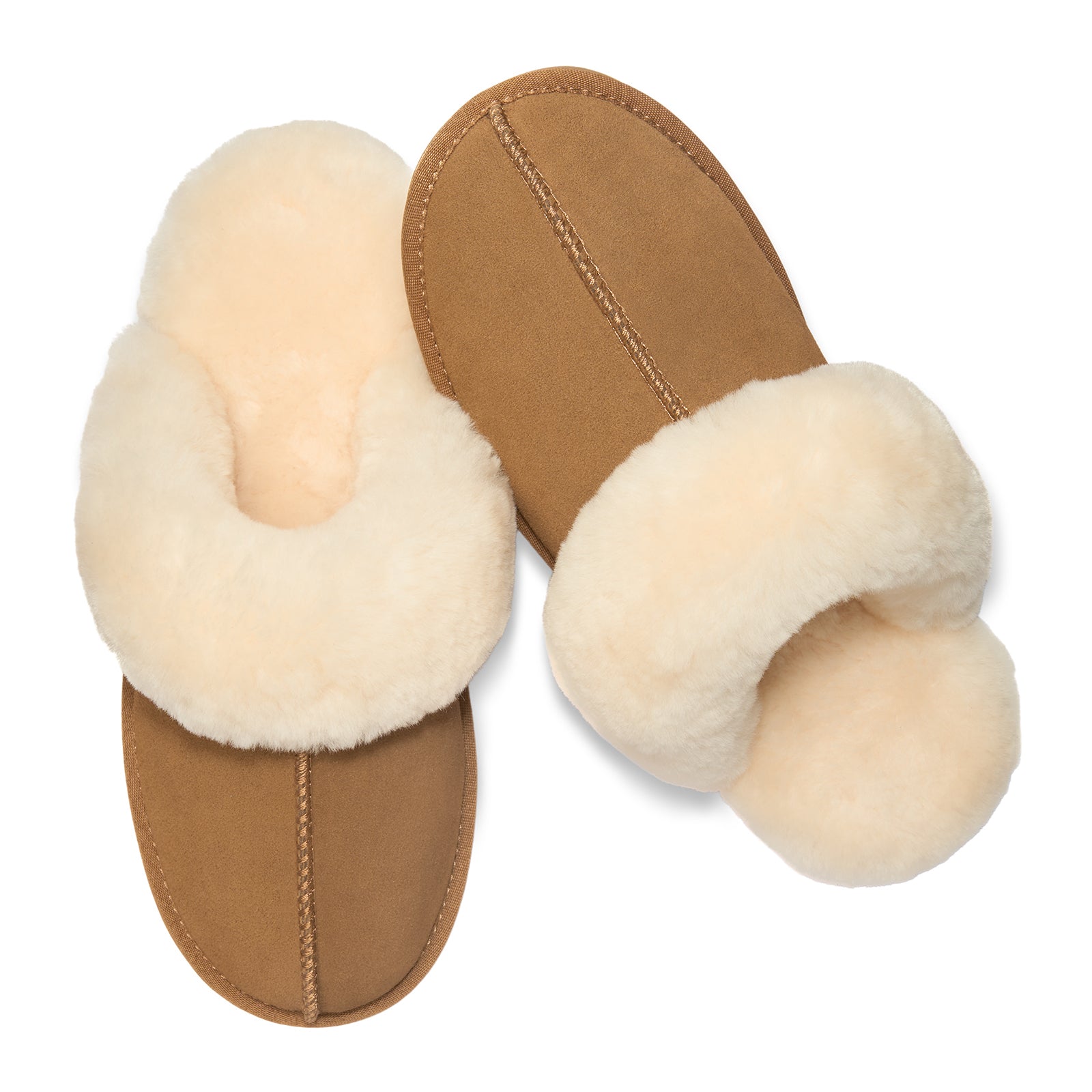 PARFEYING Women's Cozy Australian Sheepskin Suede Scuff Slippers