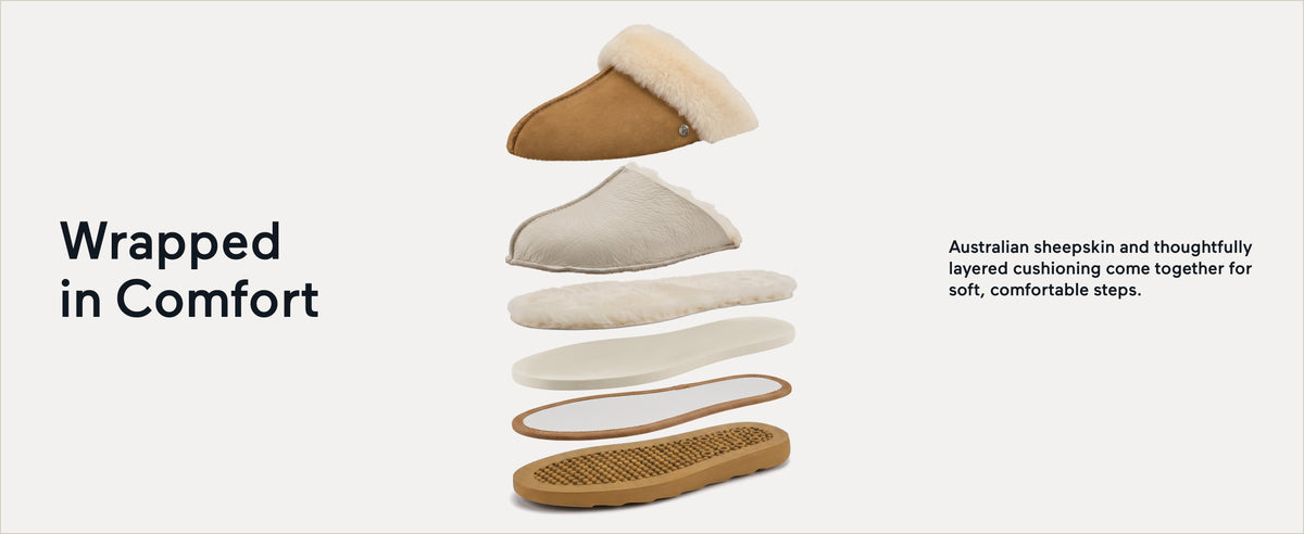 PARFEYING Women's Cozy Australian Sheepskin Suede Scuff Slippers
