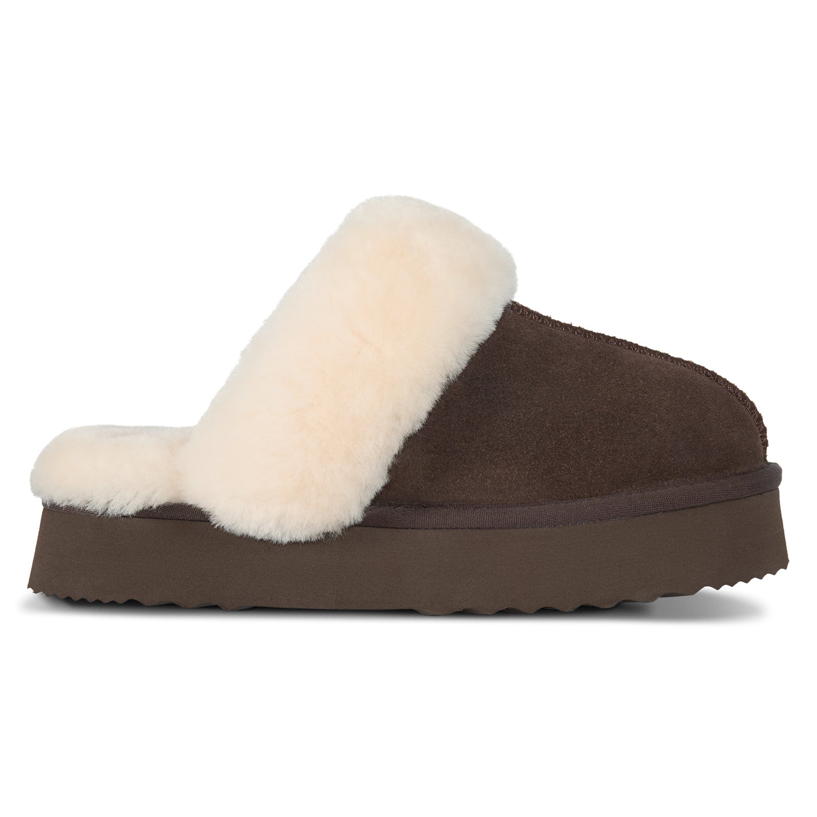 PARFEYING Women's Australian Sheepskin Suede Platform Slippers
