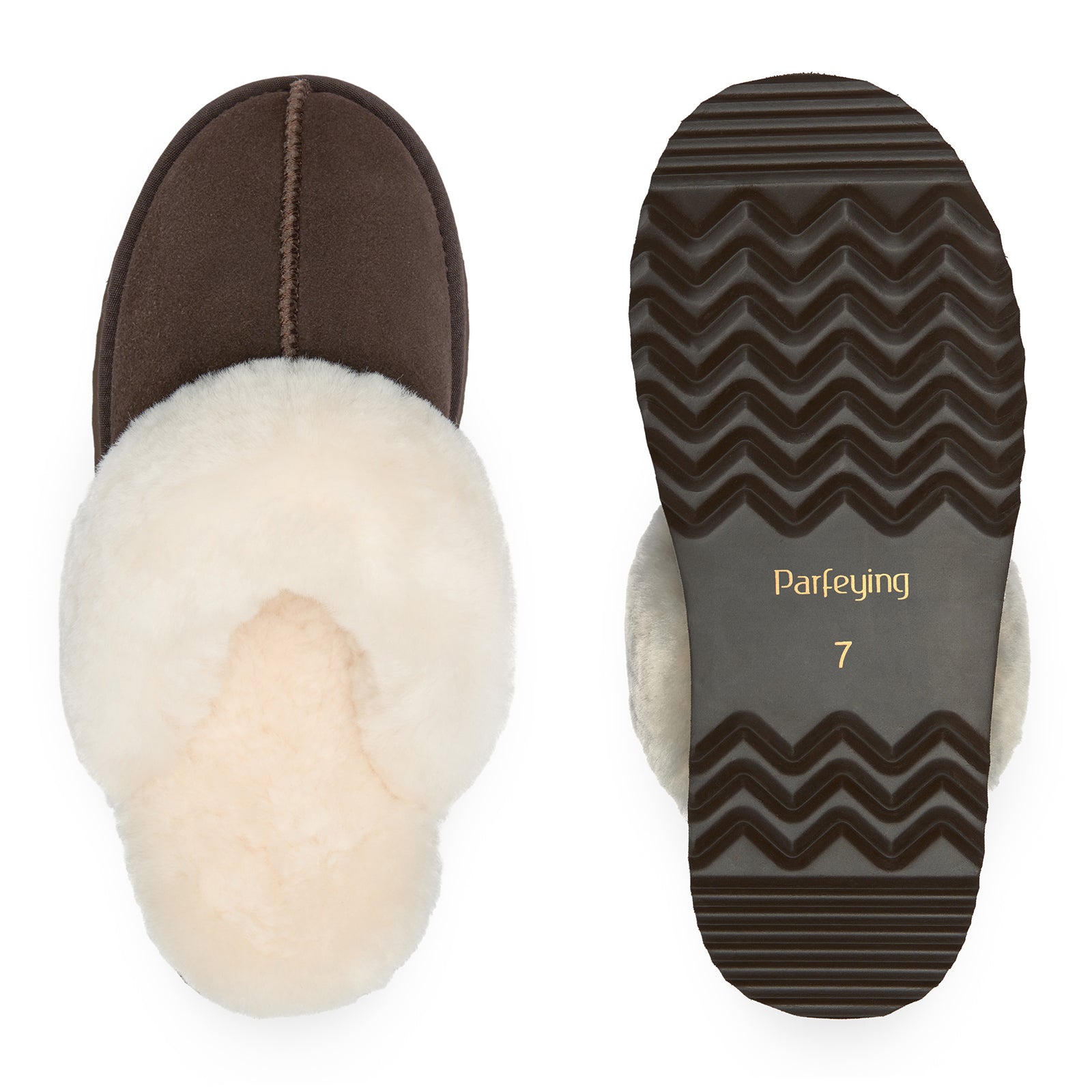 PARFEYING Women's Australian Sheepskin Suede Platform Slippers