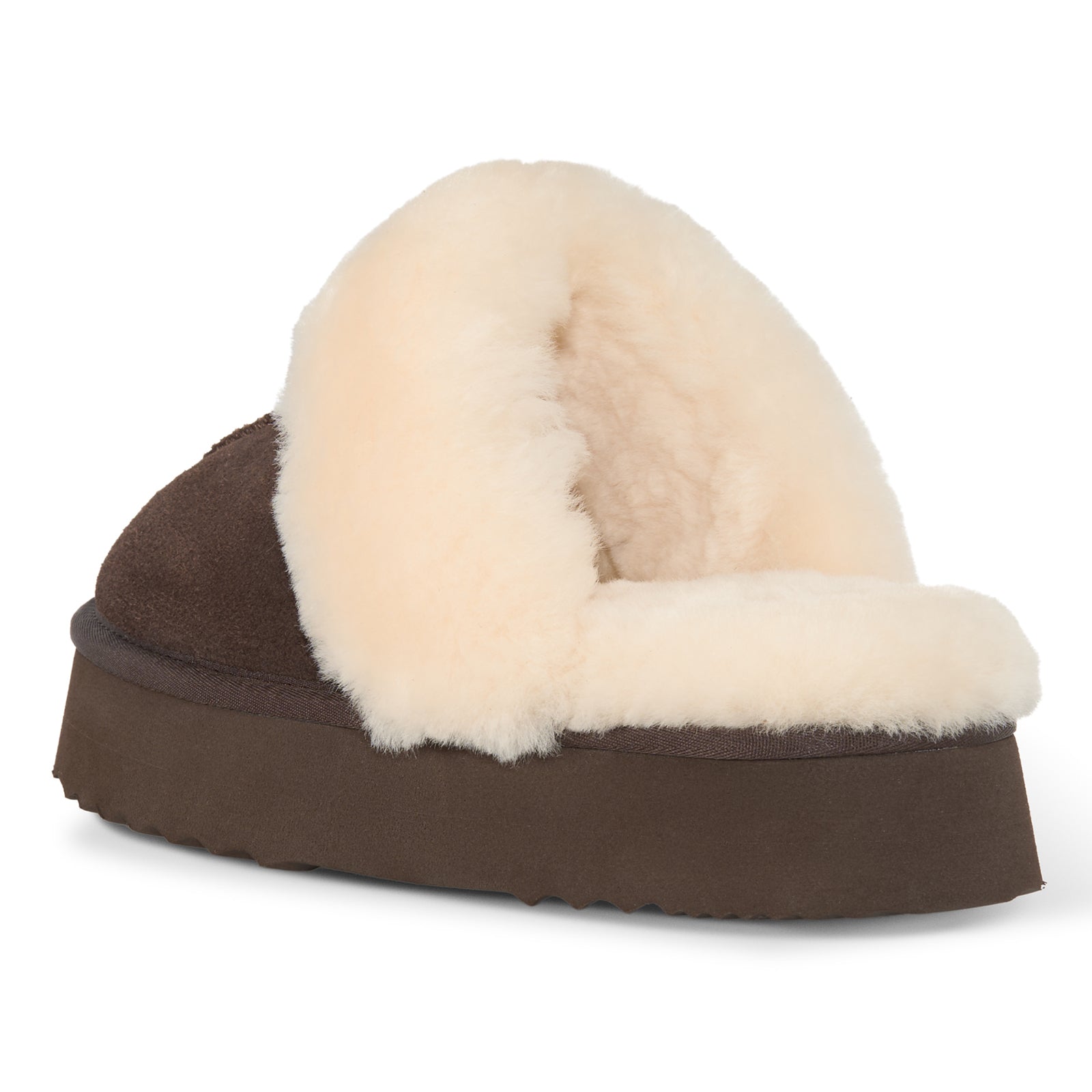 PARFEYING Women's Australian Sheepskin Suede Platform Slippers