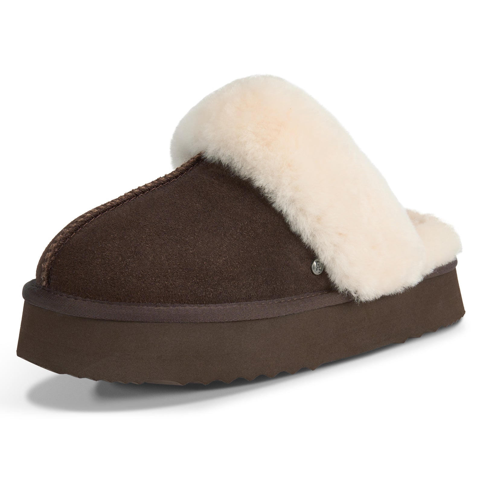 PARFEYING Women's Australian Sheepskin Suede Platform Slippers