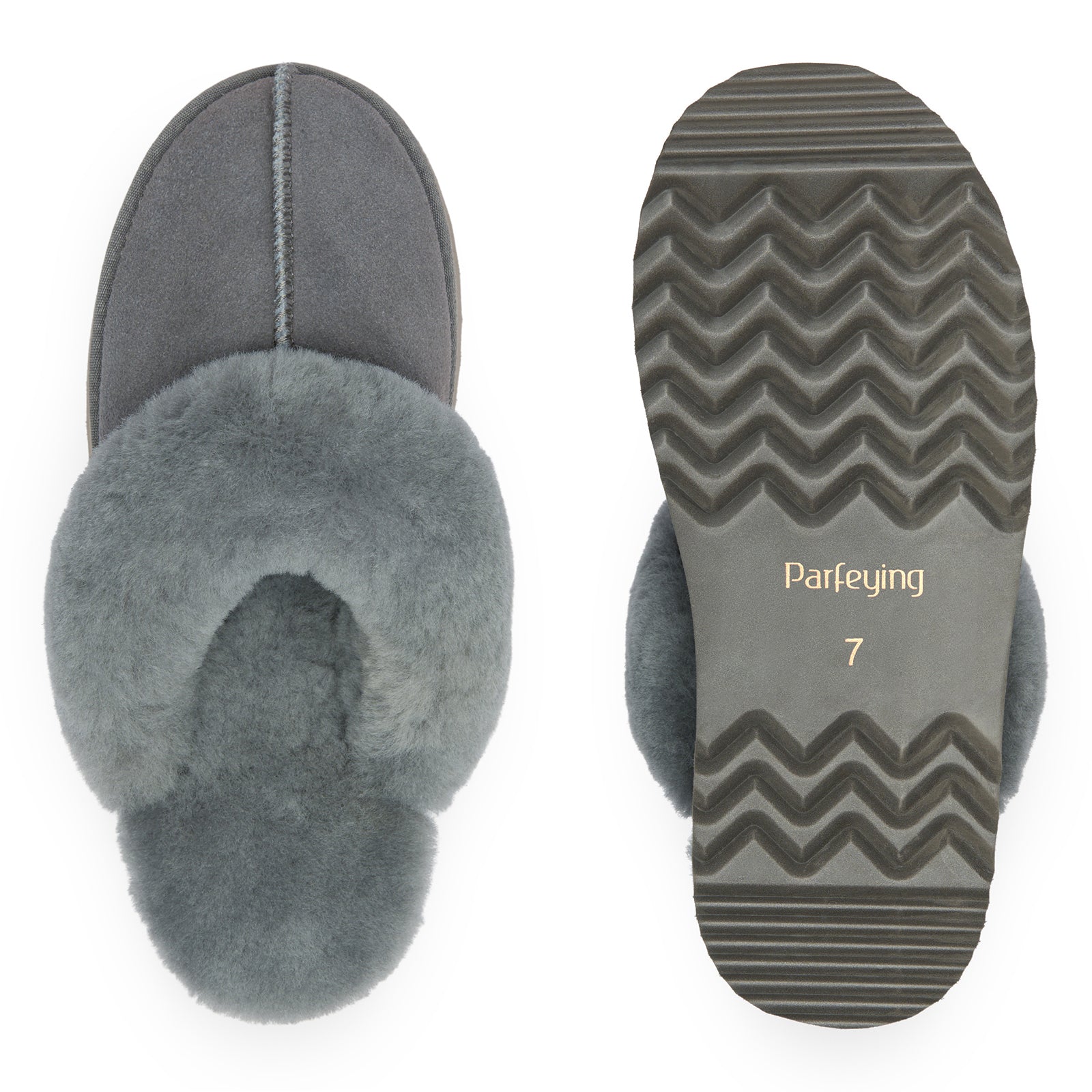 PARFEYING Women's Australian Sheepskin Suede Platform Slippers