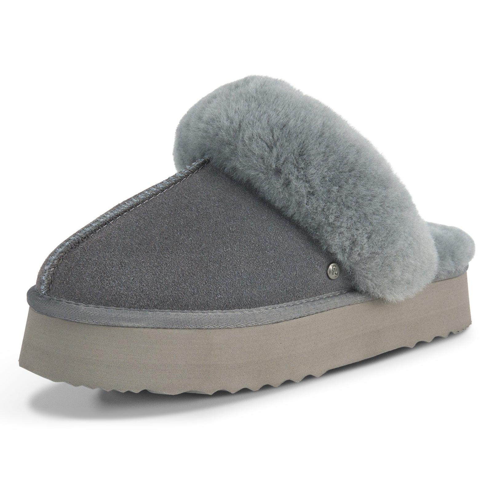 PARFEYING Women's Australian Sheepskin Suede Platform Slippers