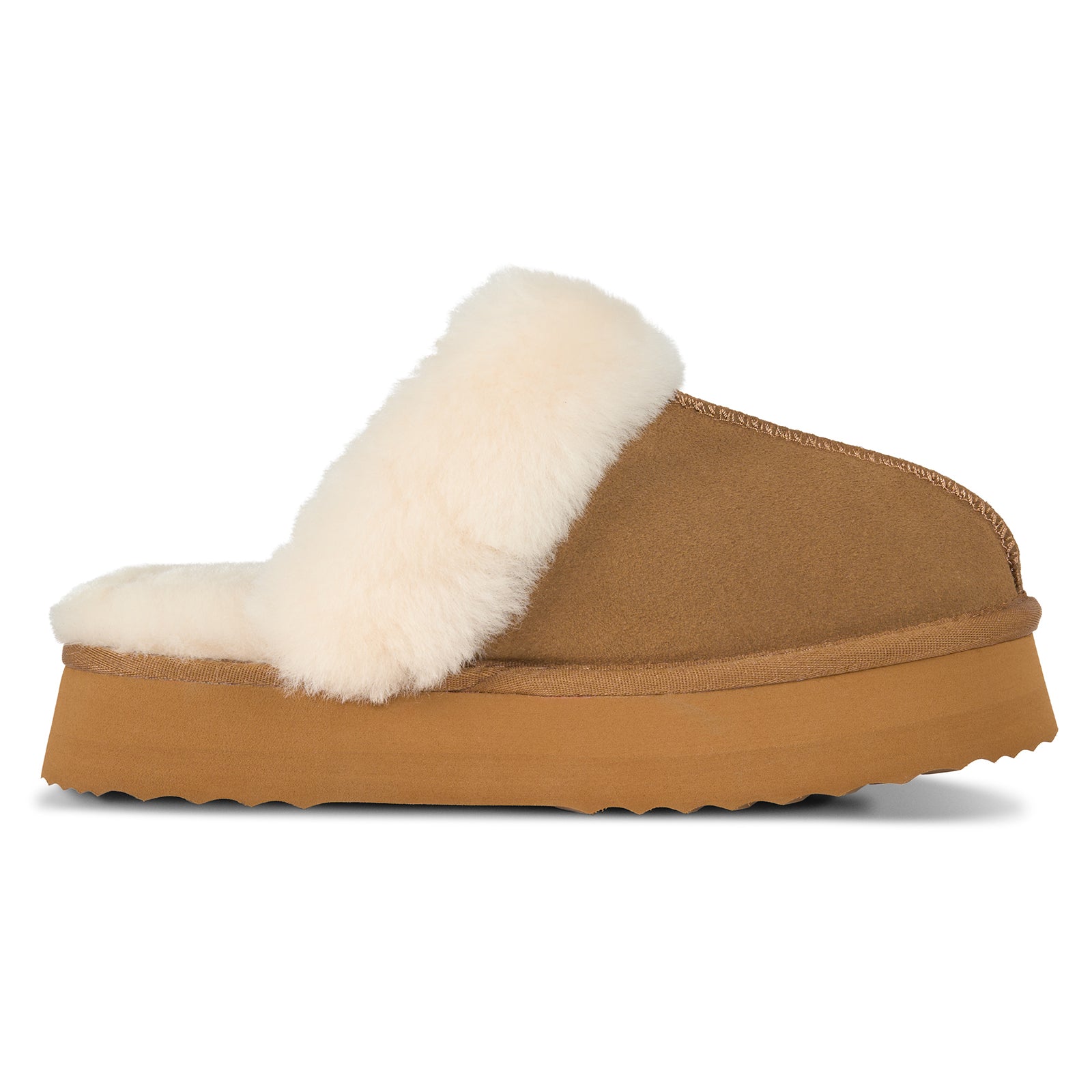 PARFEYING Women's Australian Sheepskin Suede Platform Slippers
