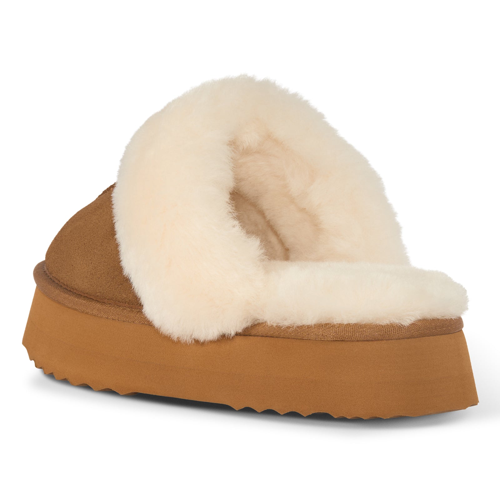 PARFEYING Women's Australian Sheepskin Suede Platform Slippers