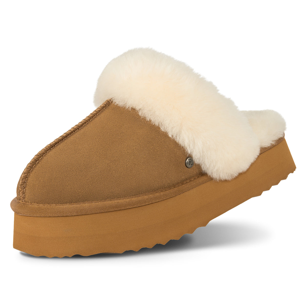 PARFEYING Women's Australian Sheepskin Suede Platform Slippers