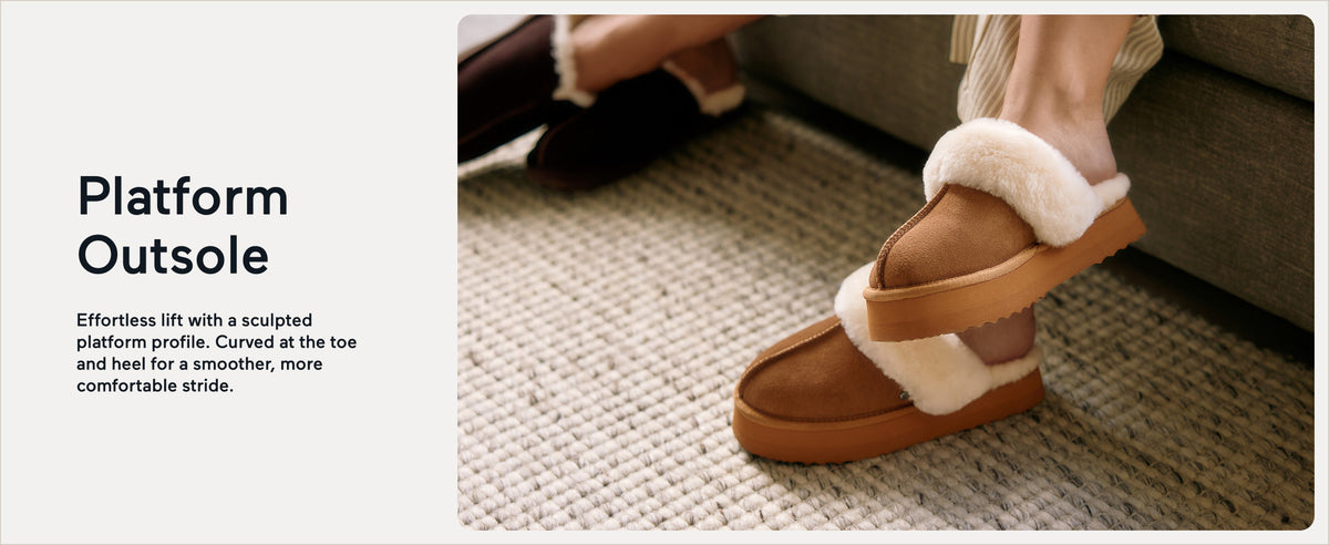 PARFEYING Women's Australian Sheepskin Suede Platform Slippers