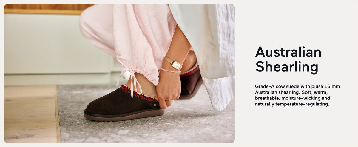 PARFEYING Women's Australian Sheepskin Suede Slip-On Clog Slippers