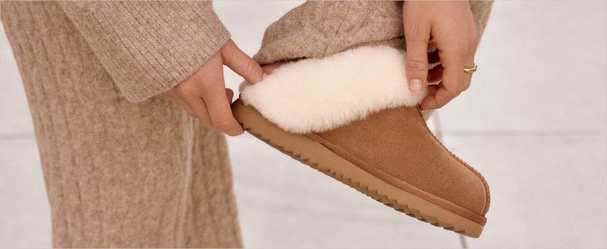 PARFEYING Women's Australian Sheepskin Suede Slip-On Clog Slippers