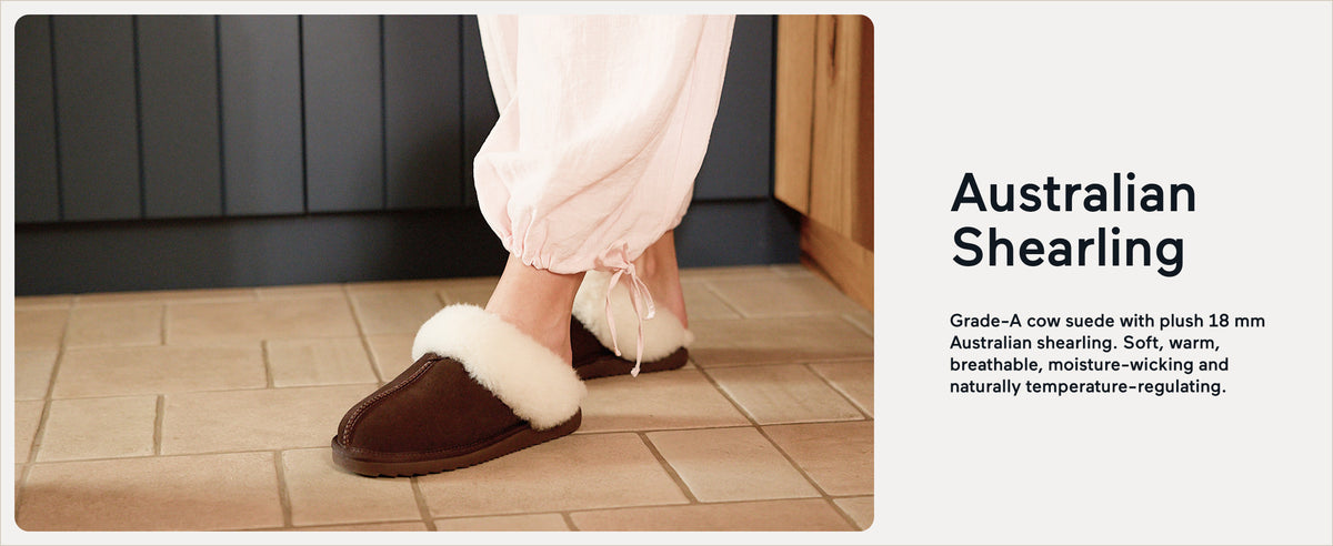 PARFEYING Women's Australian Sheepskin Suede Slip-On Clog Slippers