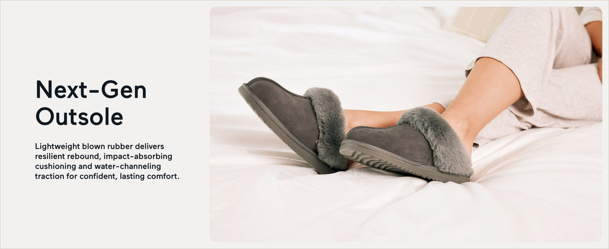 PARFEYING Women's Australian Sheepskin Suede Slip-On Clog Slippers