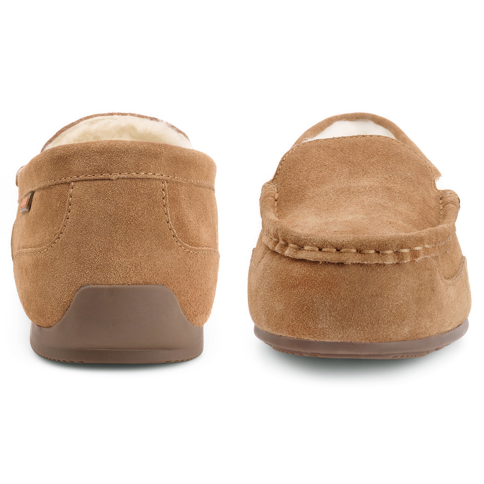 Men's Indoor Outdoor Sheepskin Moccasins Slippers Memory Foam Driving Style Shoes(ASHFORTH)