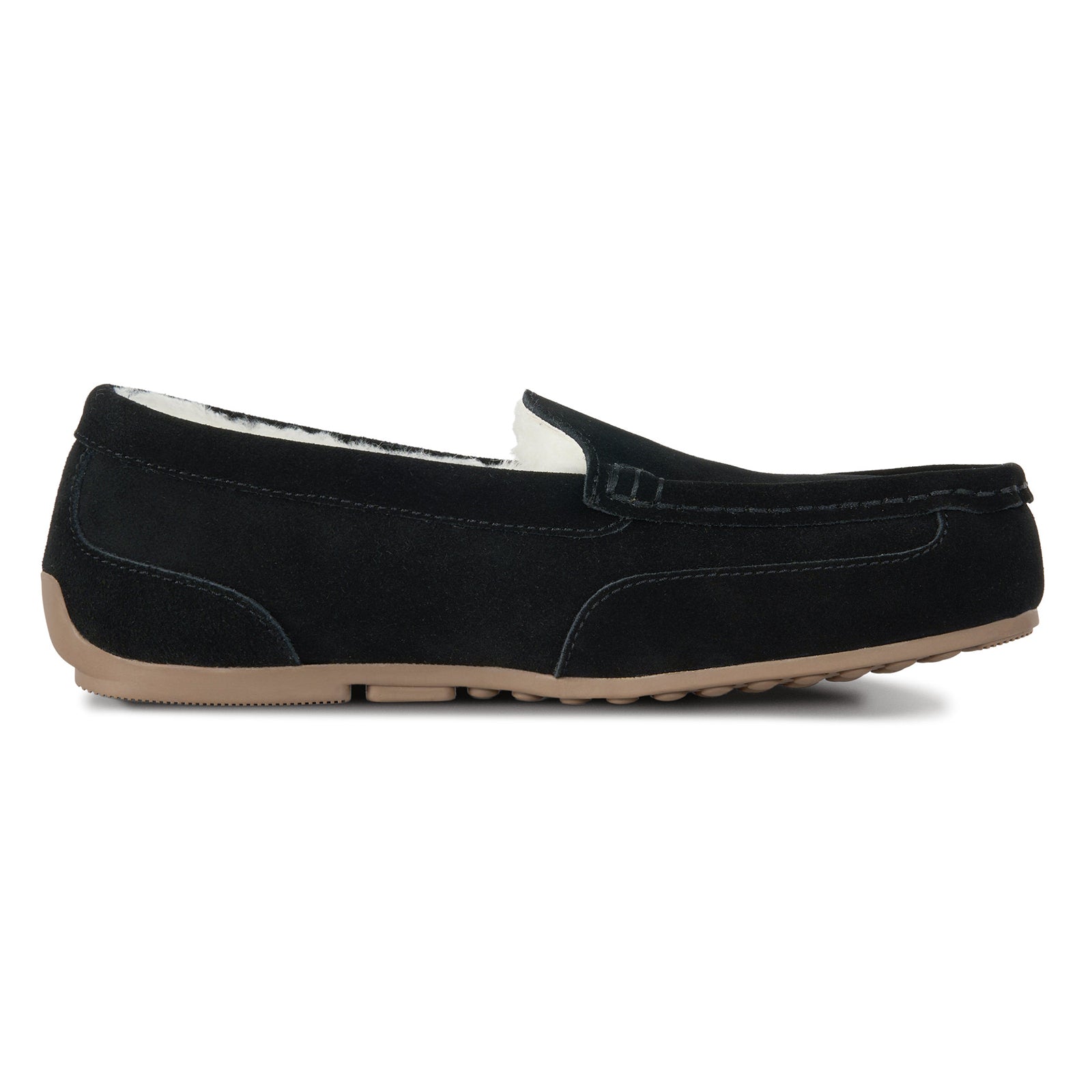 PARFEYING Men's Cozy Australian Sheepskin Suede Moccasin Slippers