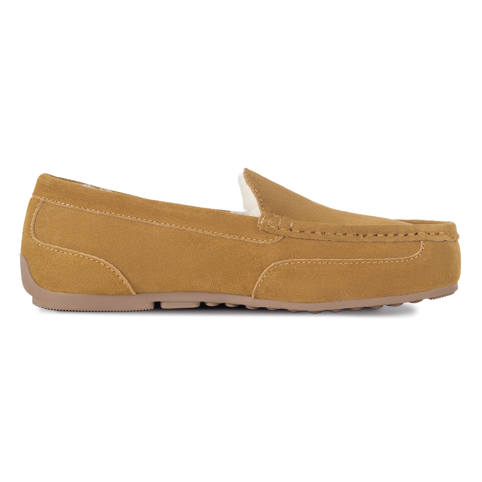PARFEYING Men's Cozy Australian Sheepskin Suede Moccasin Slippers