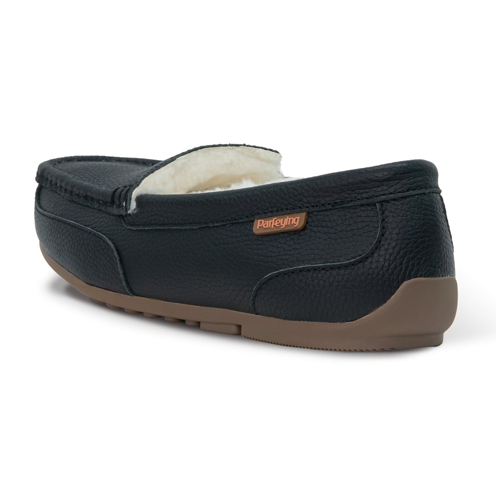 PARFEYING Men's Cozy Australian Sheepskin Suede Moccasin Slippers