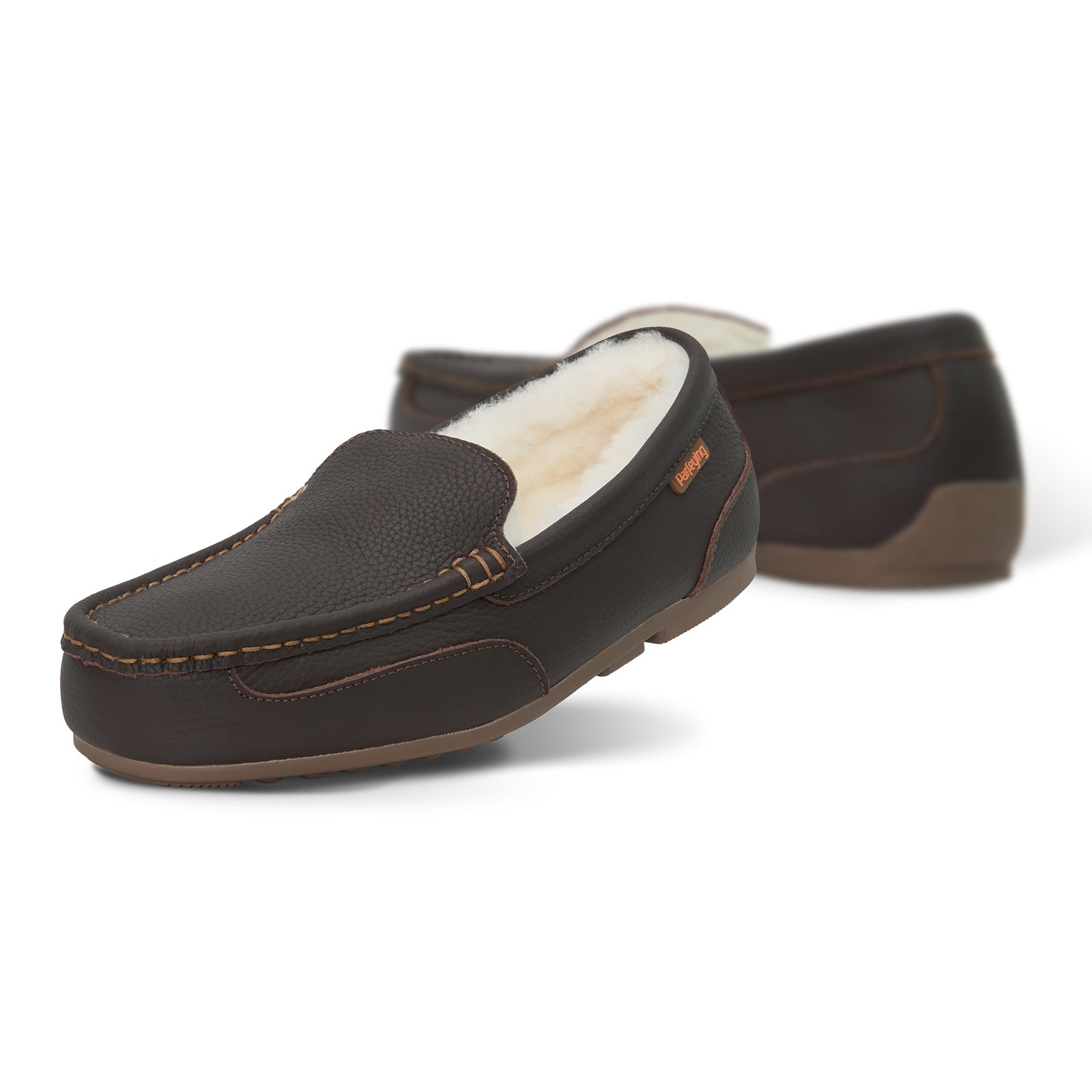 PARFEYING Men's Cozy Australian Sheepskin Suede Moccasin Slippers