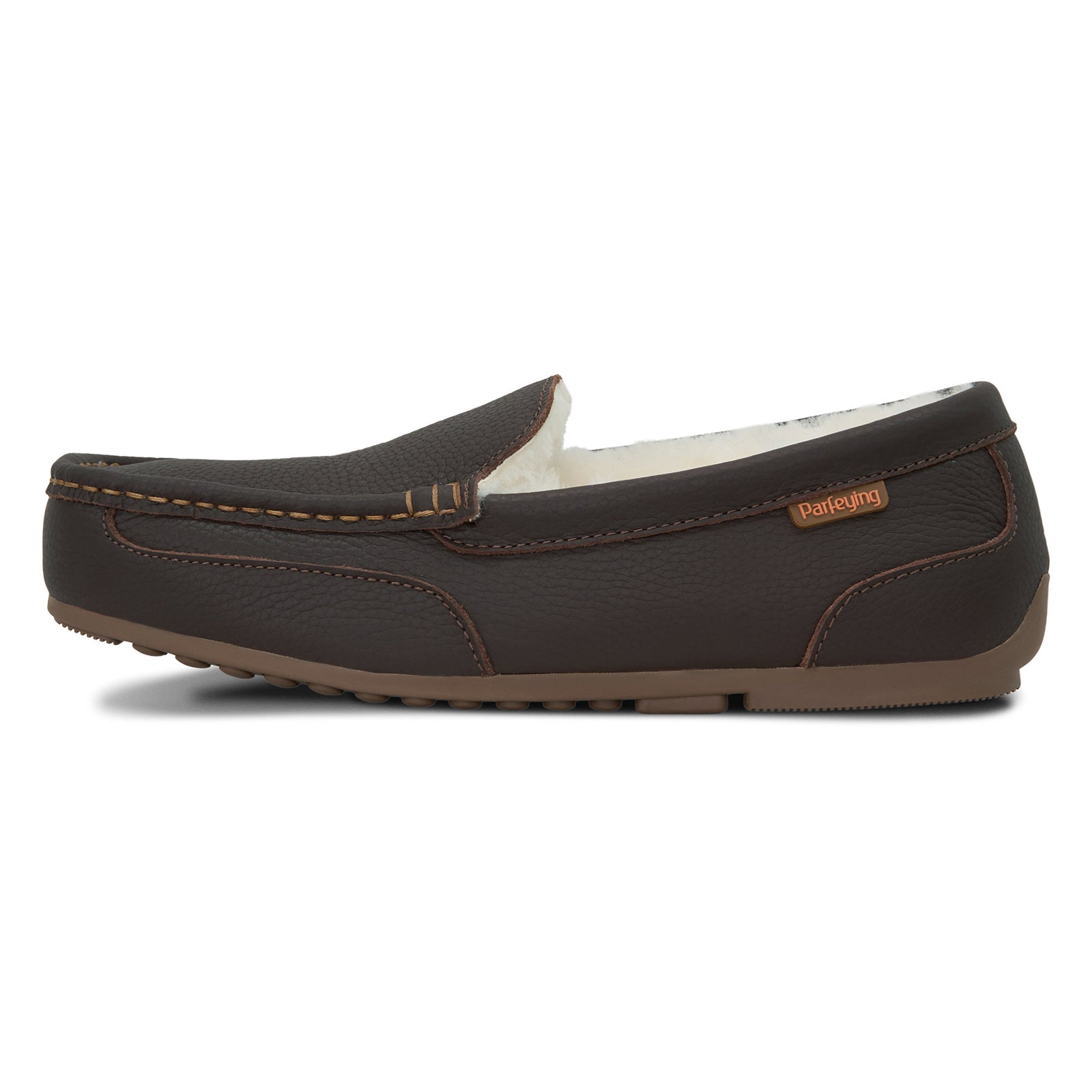 PARFEYING Men's Cozy Australian Sheepskin Suede Moccasin Slippers
