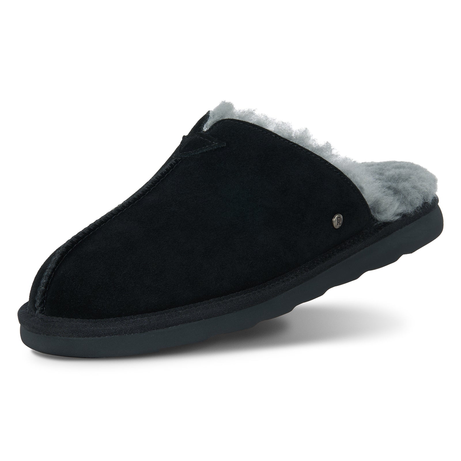 PARFEYING Men's Australian Sheepskin Suede Backless Scuff Slippers
