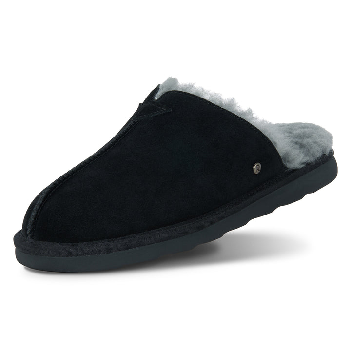 PARFEYING Men's Australian Sheepskin Suede Backless Scuff Slippers