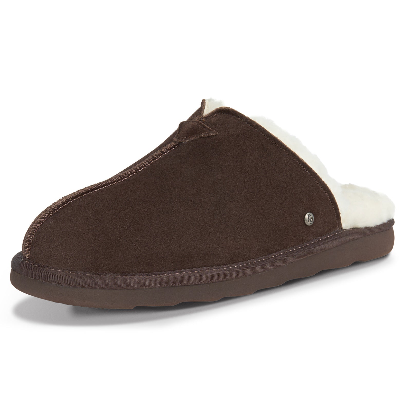 PARFEYING Men's Australian Sheepskin Suede Backless Scuff Slippers