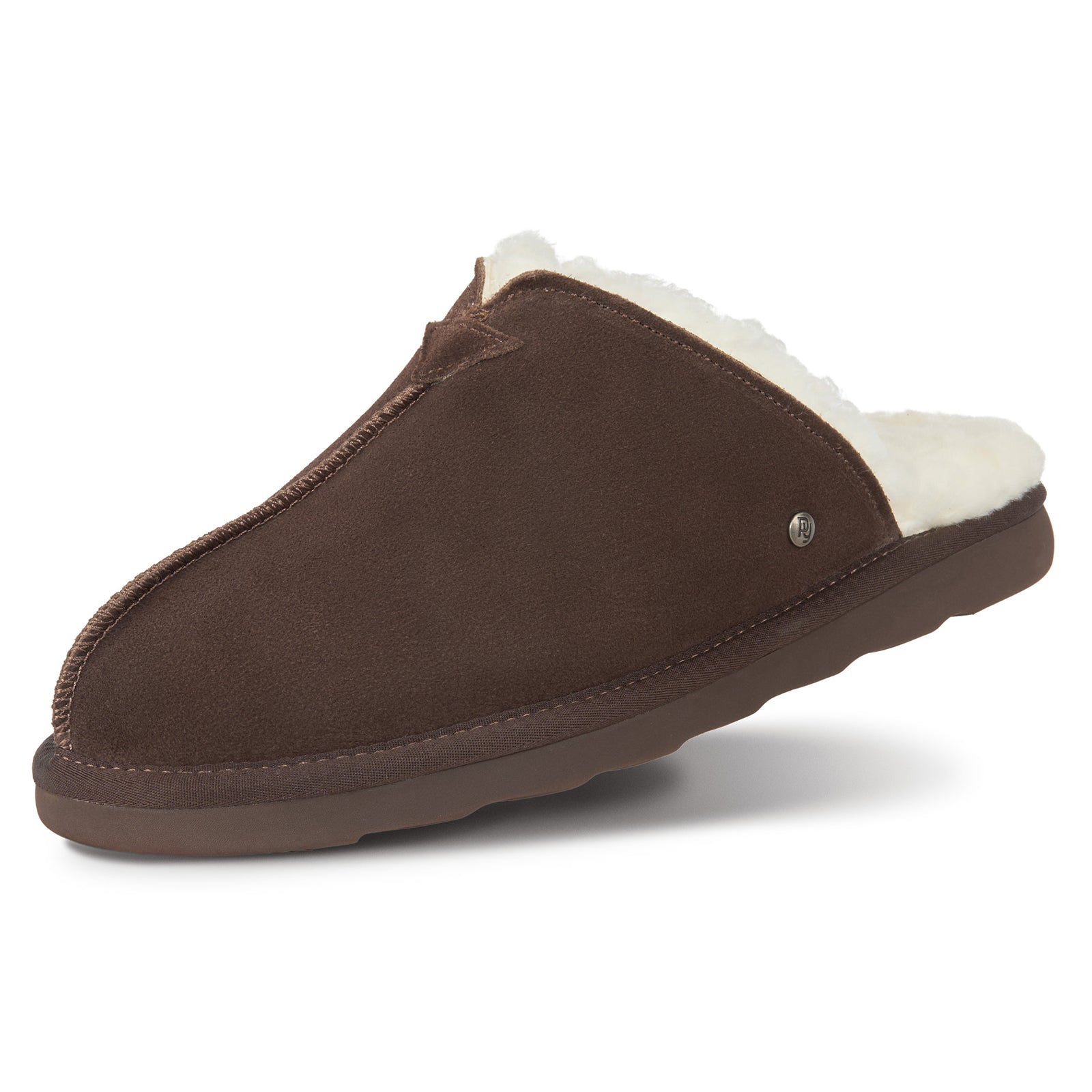 PARFEYING Men's Australian Sheepskin Suede Backless Scuff Slippers