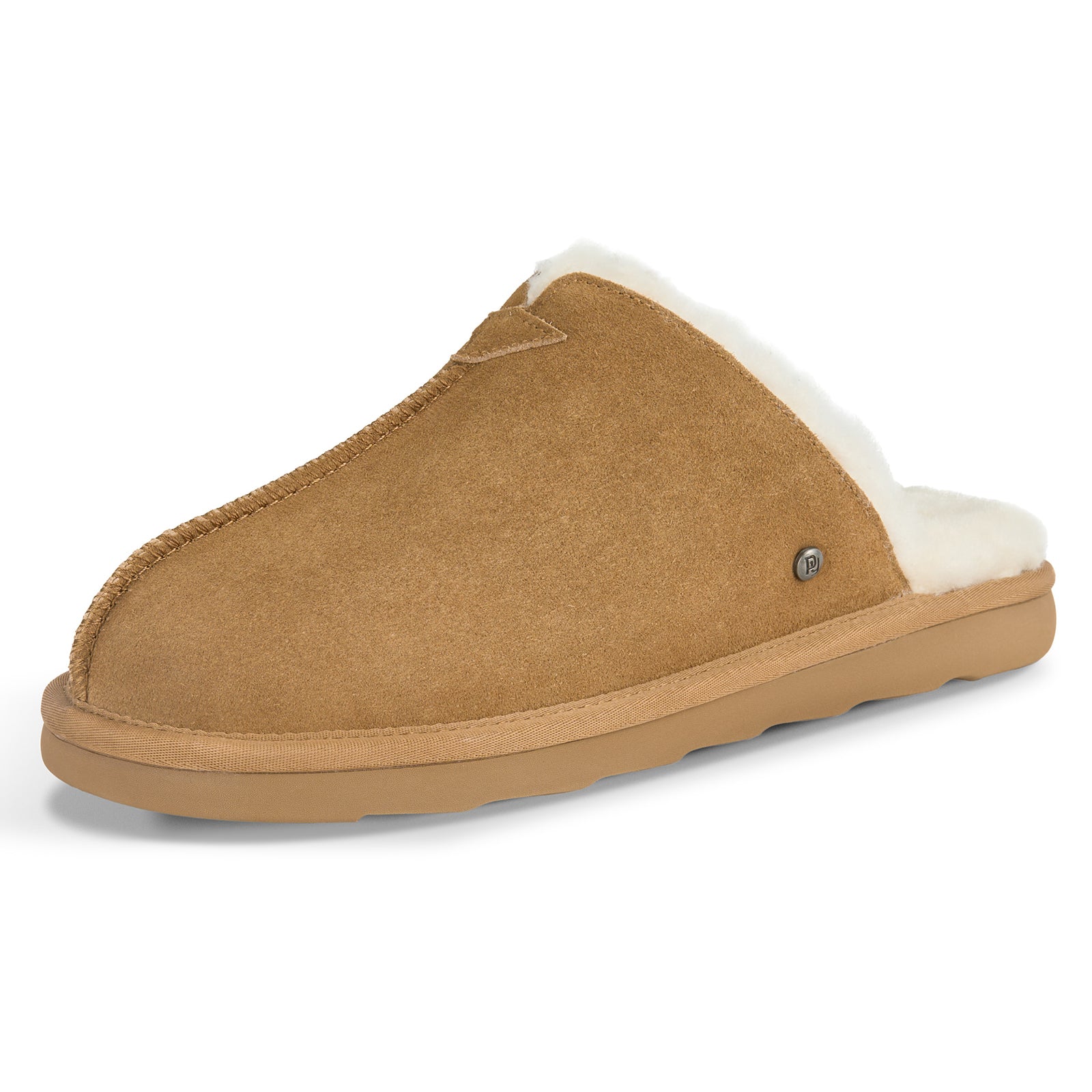 PARFEYING Men's Australian Sheepskin Suede Backless Scuff Slippers