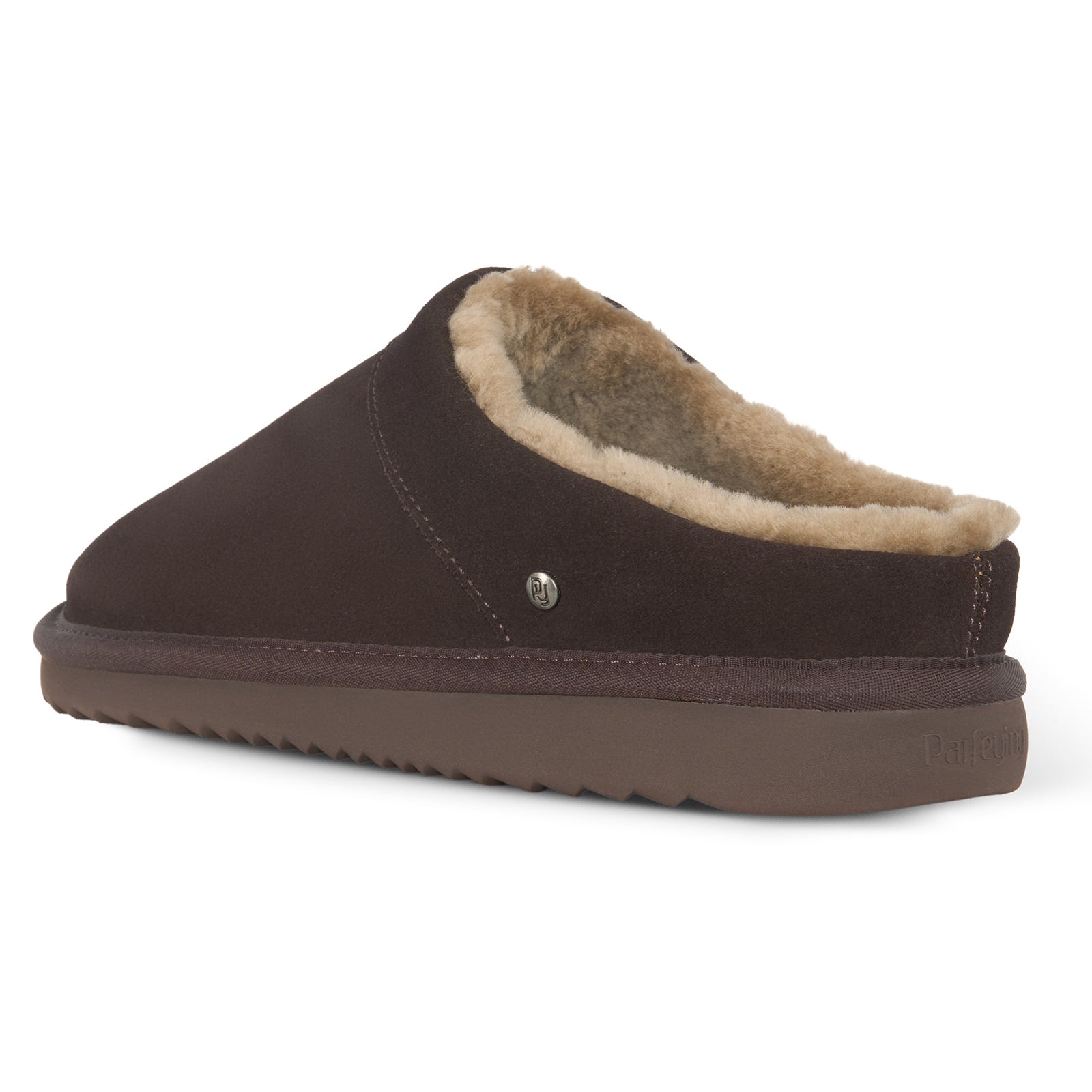 PARFEYING Men's Dense Australian Sheepskin Suede Slip-On Slippers