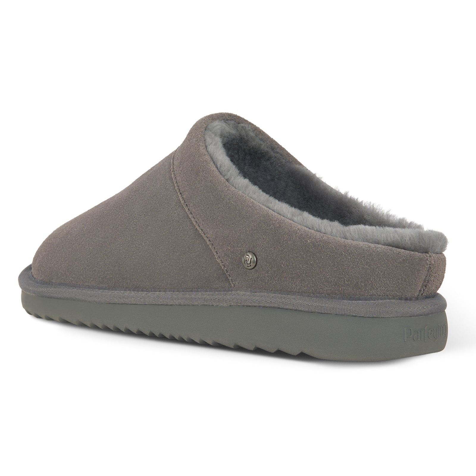 PARFEYING Men's Dense Australian Sheepskin Suede Slip-On Slippers