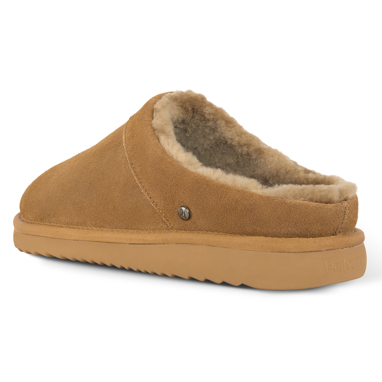 PARFEYING Men's Dense Australian Sheepskin Suede Slip-On Slippers