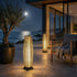 Rattan Outdoor Floor Lamp Set of 2, Boho Solar Porch Lights Outdoor Waterproof for Patio, Garden, Balcony & Deck, Natural (Horizontal)