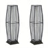 Rattan Outdoor Floor Lamp Set of 2, Boho Solar Porch Lights Outdoor Waterproof for Patio, Garden, Balcony & Deck, Natural (Horizontal)