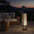 Outdoor Floor Lamp Set of 2, Rattan Solar Lanterns Outdoor Waterproof for Balcony, Deck, Garden & Patio (Natural)