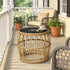 Solar Outdoor Side Table Set of 2, Boho Nesting Tables with Integrated Lighting, Round Rattan Coffee Tables for Patio, Balcony, Poolside & Porch