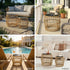 Solar Outdoor Side Table Set of 2, Boho Nesting Tables with Integrated Lighting, Round Rattan Coffee Tables for Patio, Balcony, Poolside & Porch