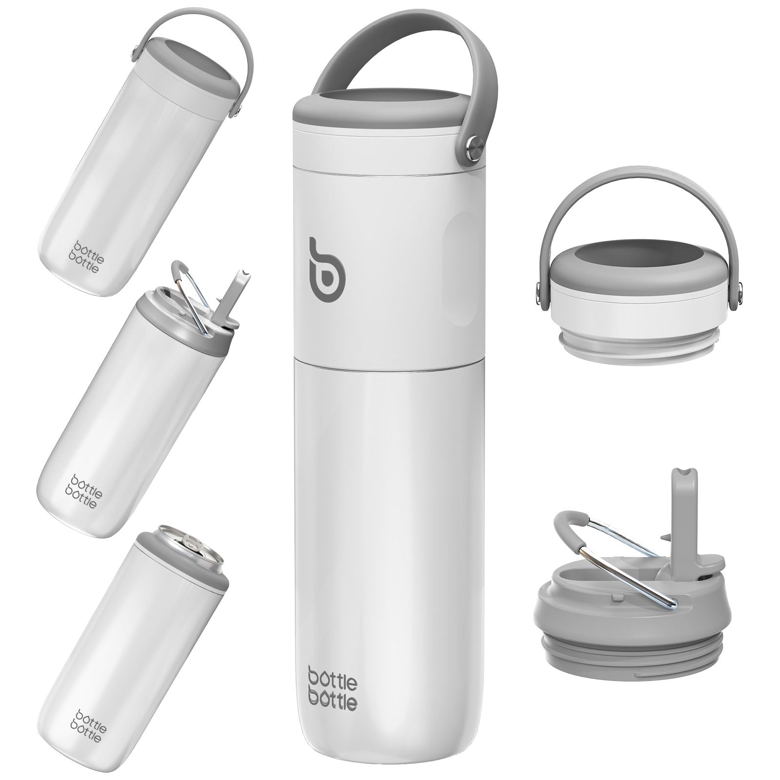 Insulated Water Bottle for Sports with Straw,2 lids,18 oz 3IN1 Water Bottles for Slim Can Coolers and Kids Tumbler, Stainless Steel Metal Bottles for Outdoor Activities
